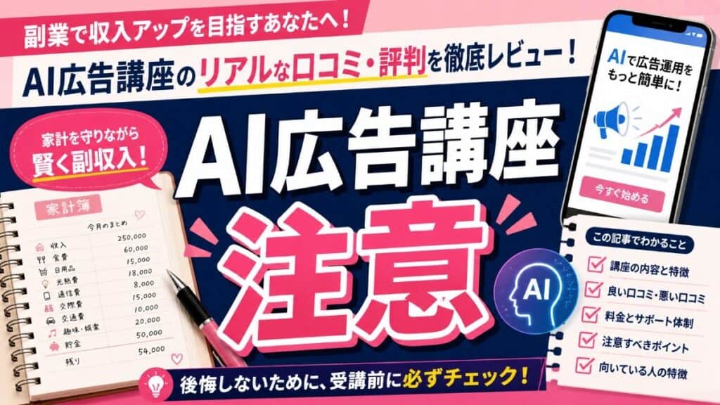 AI広告講座 注意 費用回収を確認