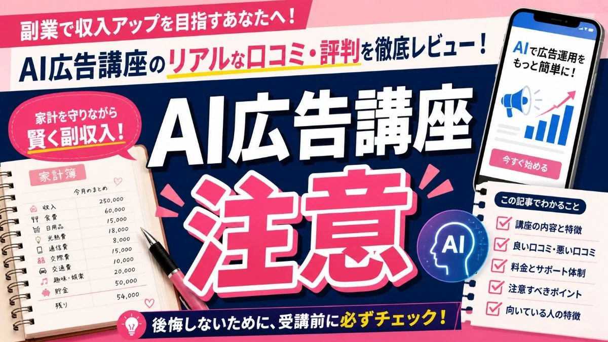 AI広告講座 注意 費用回収を確認
