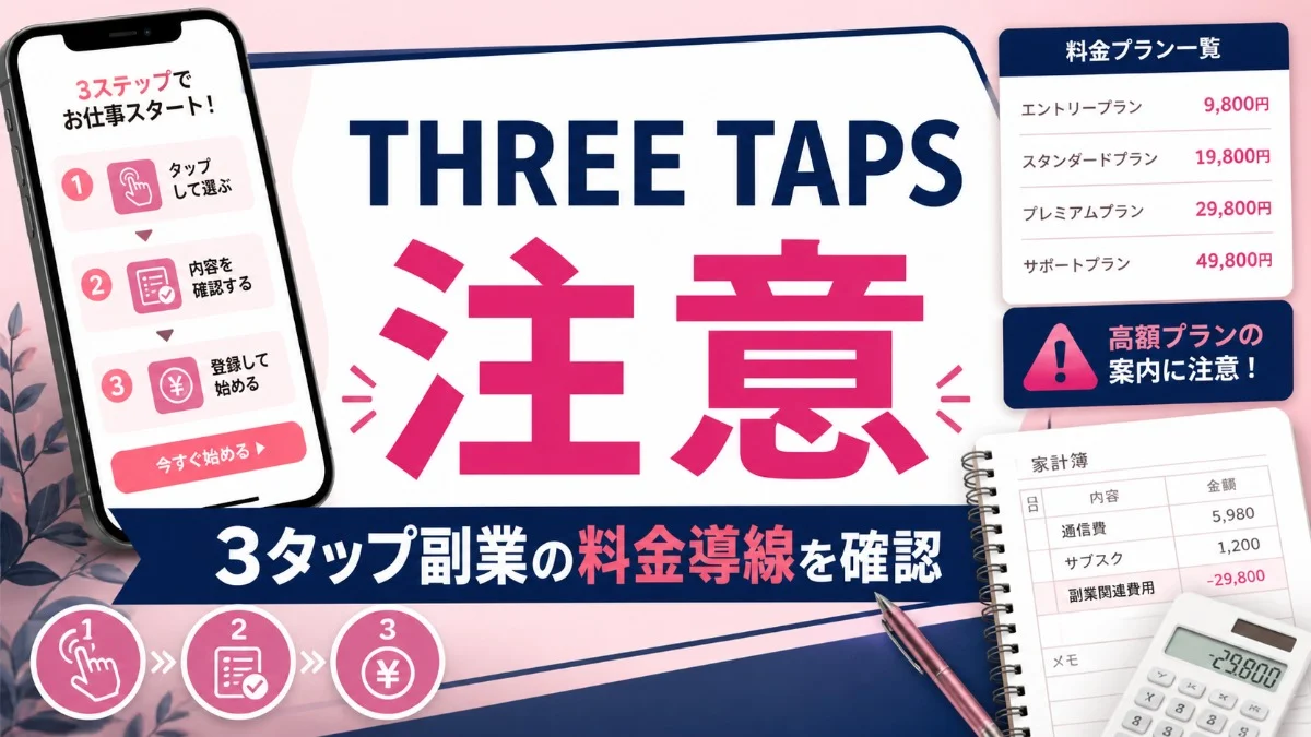 THREE TAPS 注意 3タップ副業の料金導線を確認