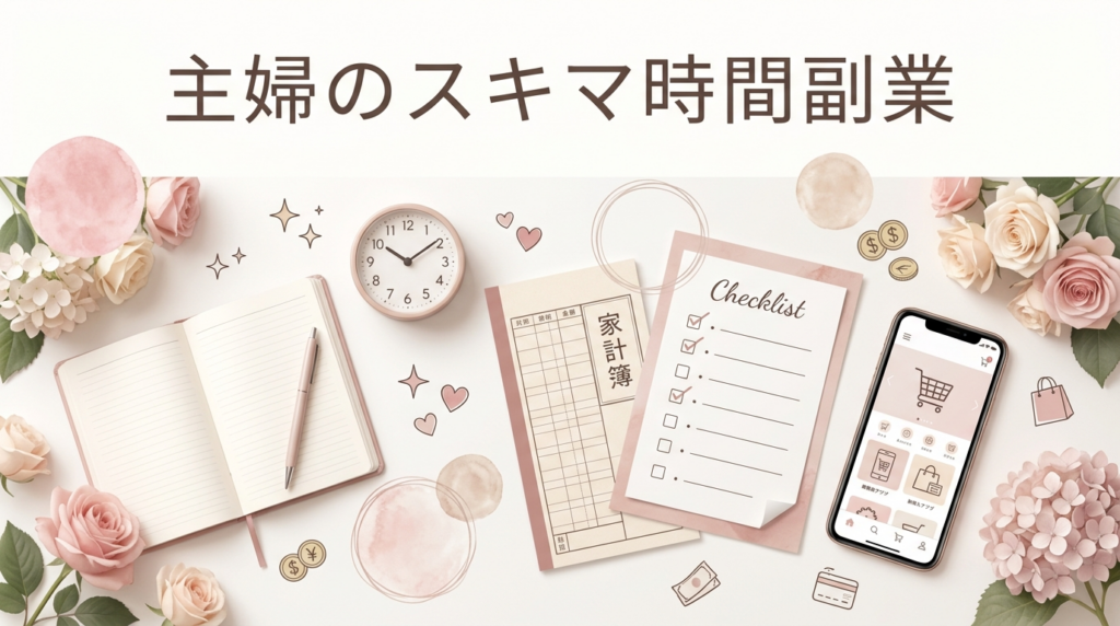 主婦のスキマ時間副業 家計簿 時計 チェックリスト