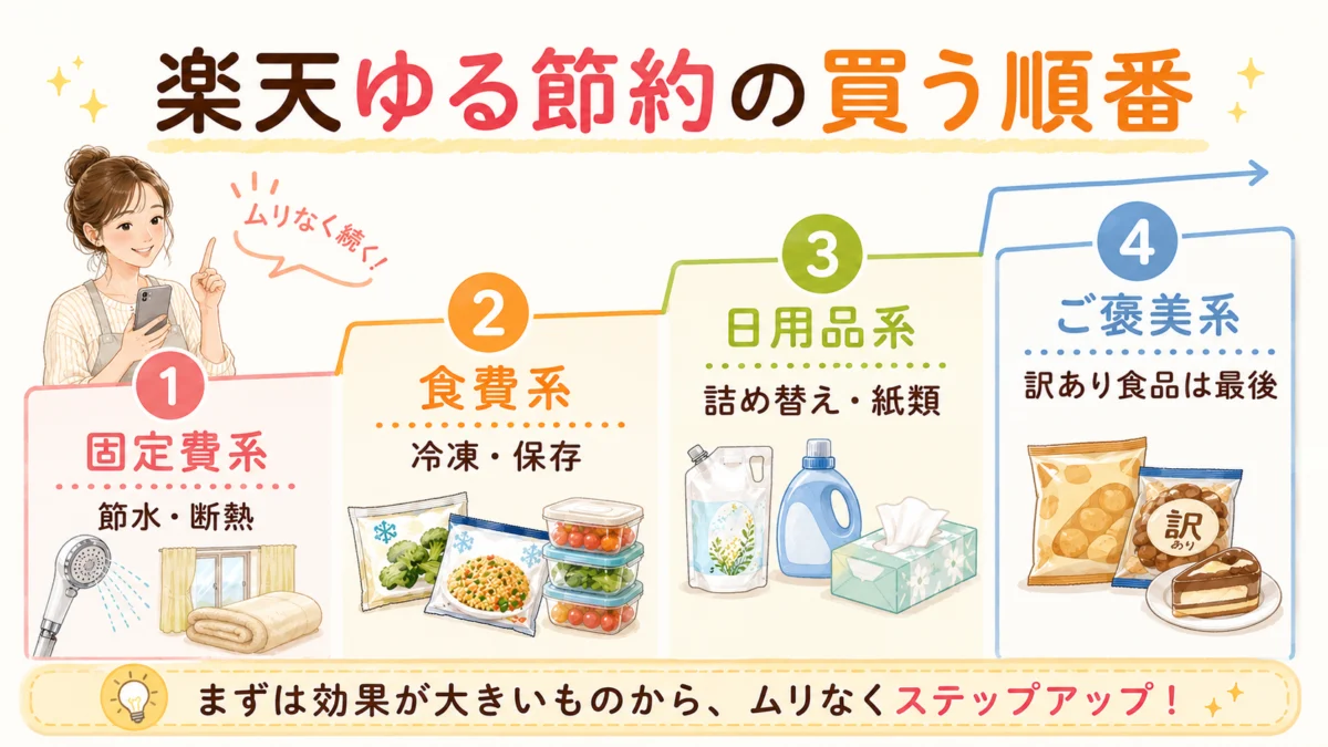楽天ゆる節約の買う順番図解